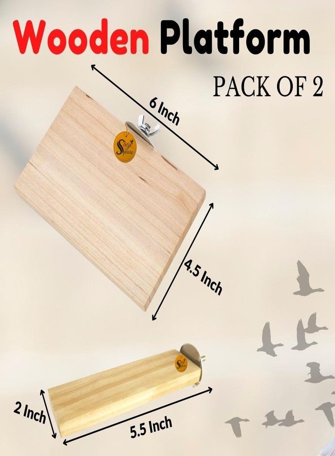 Sage Square Wooden Stand Platform Made of Natural Wood Combo of Two (2 * 5.5 & 6 * 4.5 inches) Rectangle Shaped Perch Stand, Cage Accessories, Gym, Playful Toy, Suitable for Birds, Parrots, Budgies - Image 2